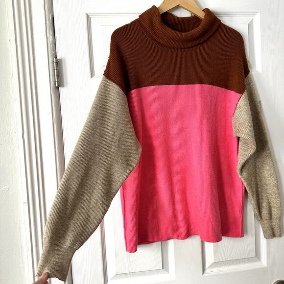 Free People Softly Structured Color-Block Sweater Sz XS - Picture 2 of 4